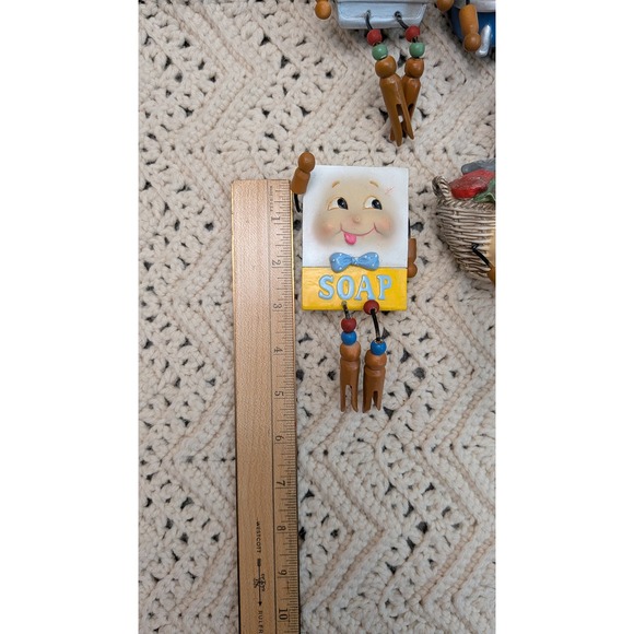 WMG 2010 Laundry Room Shelf Sitters Set 6 Anthropomorphic Clothespin Figurines - Picture 2 of 7